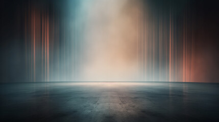 Wall Mural - A dark, empty stage with red and blue curtains