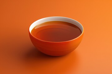 bowl of liquid is sitting on a yellow surface