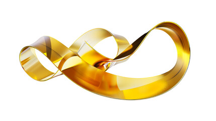 Wall Mural - Elegant gold wave ribbon on transparent background. Ideal for luxurious designs.