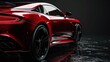 © Johannes - Luxury expensive red car parked on black background. Sport and modern luxury design car. Automotive advertising banner.
