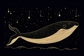 Poster - illustration of a fish in the night made by midjourney