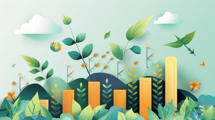 An abstract illustration depicting the concept of financial growth intertwined with natural elements. Perfect for representing sustainable business practices and eco-friendly investments.