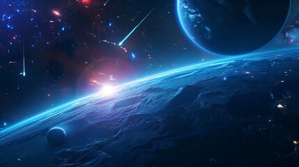 Wall Mural - view of planet earth from space for cosmic science knowledge concept.