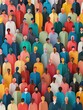 © Business Pics - Large crowd of diverse people. paper cut out style