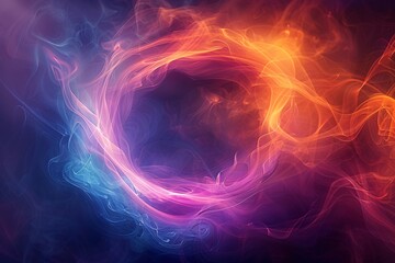 Canvas Print - Vibrant smoke patterns within a luminous loop representing contemporary aesthetics. 3D Illustration.
