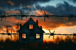 © Dzmitry - A House Under Sunset, Bound by Barbed Wire in Russia