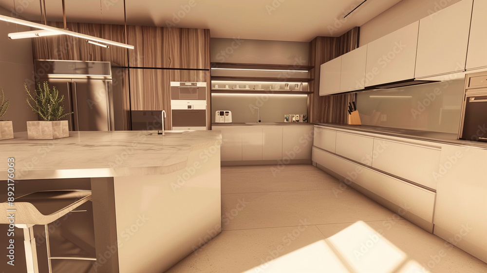 modern kitchen interiors featuring sleek cabinetry, minimalist designs