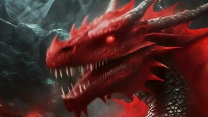 Wall Mural - red dragon head