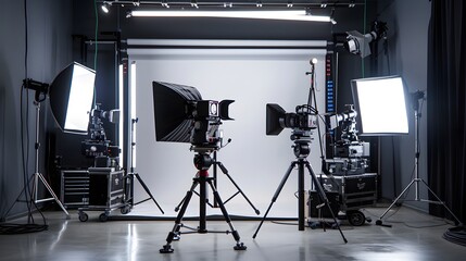 Modern photo studio with professional equipment. 