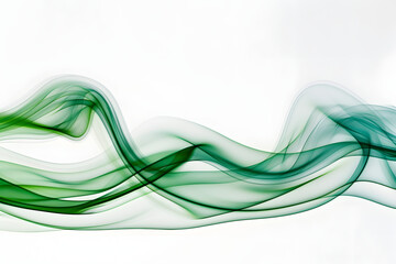 Wall Mural - Green Wave of Smoke on White Background