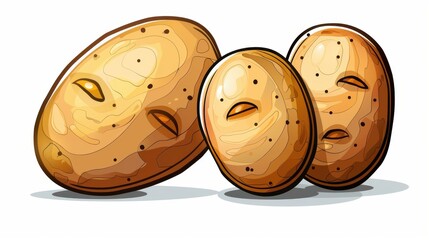 Wall Mural - Simple sketch illustration of a potato on a white background. Minimalist and charming design.