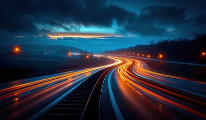 Sticker - Night Highway with Light Trails