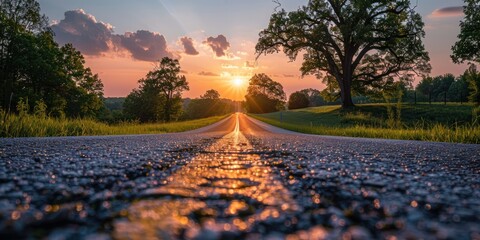 Poster - Country Road Sunset