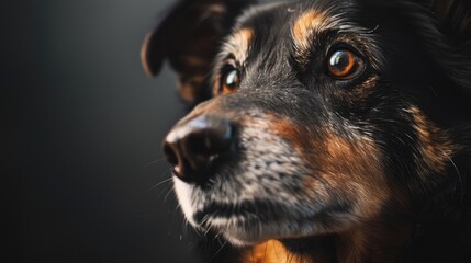 Wall Mural - Adorable mixed breed dog close up portrait