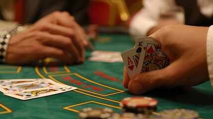 hands playing blackjack