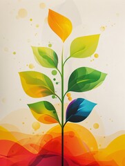 Wall Mural - Bright and colorful leaflet design showcasing the importance of plant growth and sustainability