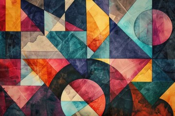 Poster - A vibrant abstract art piece featuring various geometric shapes