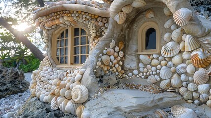 Poster - Beachside Sand House adorned with seashells