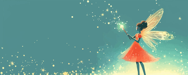 Wall Mural - fairy with a magic wand vector flat minimalistic isolated illustration