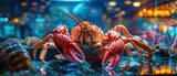 Fresh Giant Lobster and King Crab on Display in Seafood Restaurant, Captured in Stunning Ultra-High-Definition 8K Resolution