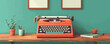 © Coosh448 - A vintage typewriter on a wooden desk. Vector flat minimalistic isolated