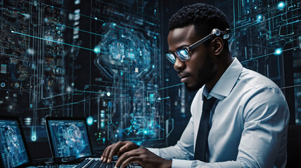 hacker with code