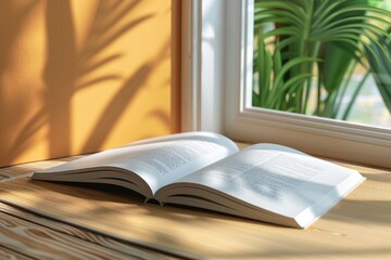 Canvas Print - A personable book sitting on a wooden table with a rustic background, perfect for use in education or home settings