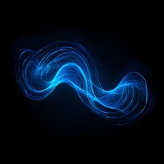 Poster - blue-glowing-fiber-splines-making-turbulence-patterns-on-black-background