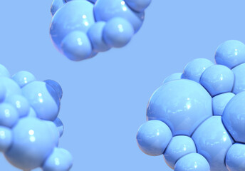 Sticker - 3d blue bubble abstract background render