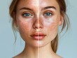 © Dalibor - Side-by-side comparison of woman's skin, before and after.
