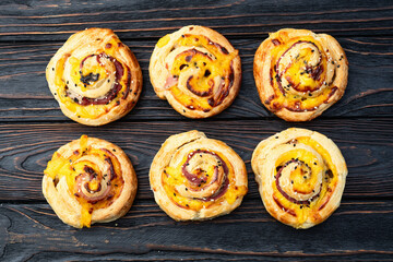 Canvas Print - Homemade Puff pastry pinweel ( rolls ) Mini pizza