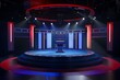 © thejokercze - Empty debate stage with US flag set up for the presidential candidates