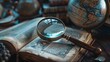 © Farid - Magnifying glass on a book in a scholarly setting. Concept of search and discovery.