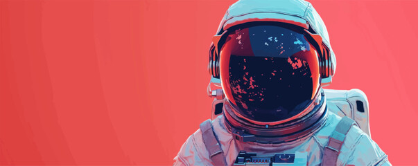 Wall Mural - sci-fi space explorer in a high-tech spacesuit vector flat minimalistic isolated illustration