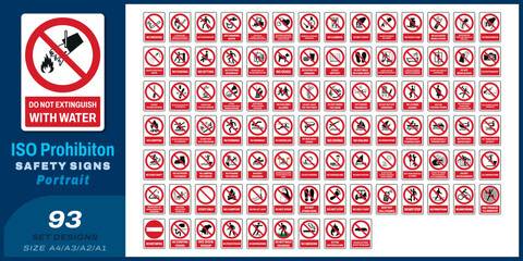 Wall Mural - 93 set iso prohibition safety signs size v10 a4/a3/a2/a1	
