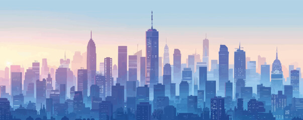 Wall Mural - Modern cityscape with bustling streets and skyscrapers Vector flat minimalistic isolated