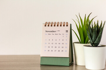 Wall Mural - Hello November. November 2024 Planning Calendar on your desktop.