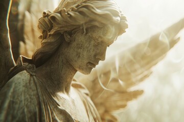 Wall Mural - A close-up view of a beautiful angel statue