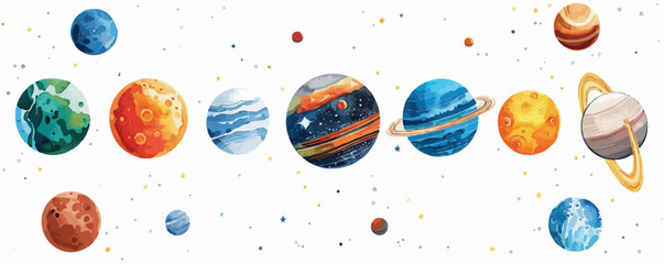 Wall Mural - toy planets on a white background. vector flat minimalistic isolated illustration.