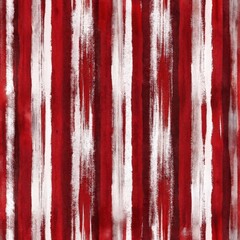 Wall Mural - Red and white painting, brushstroke, stripe in seamless pattern