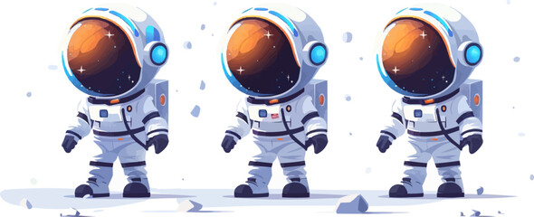 Wall Mural - spacesuit toys on a clean white backdrop. vector flat isolated illustration.