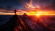 © Nawarit - Adventure seekers climbing rugged peaks at dawn, ultimate display of endurance and beauty