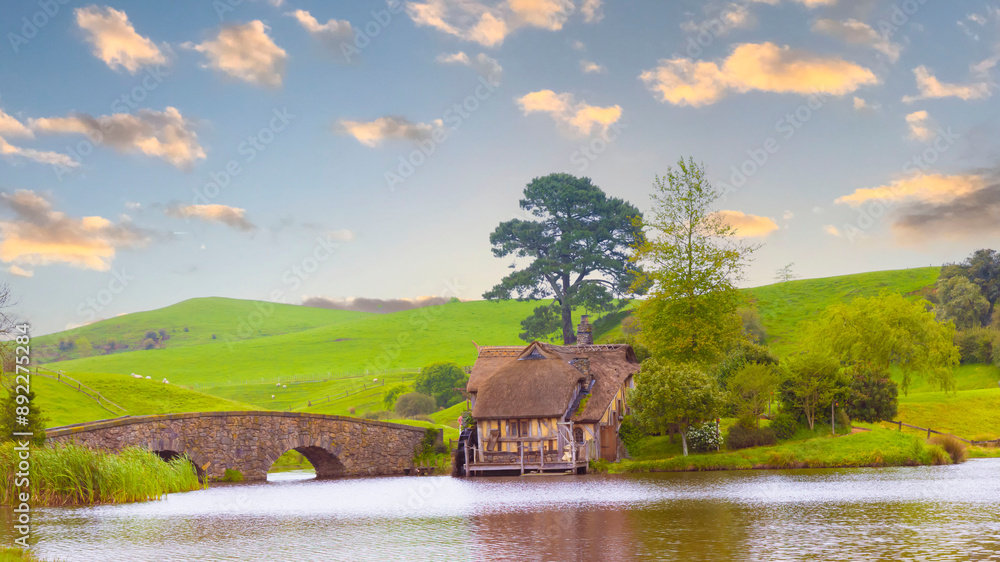 MATAMATA- NEW ZEALAND -NOVEMBER -2- 2022: Hobbiton - movie set created ...