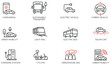 © enotmaks - Vector Set of Linear Icons Related to electric city transport for smart urbanization, modern urban mobility and sustainable transport. Mono line pictograms and infographics design elements