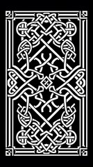 Wall Mural - ancient slavic mythology ornament design, white ornament on black background