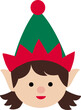 © 素真 莊 - Isolated cute Christmas elf head flat vectorCute  Christmas elf face illustration