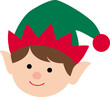 © 素真 莊 - Isolated cute Christmas elf head flat vectorCute  Christmas elf face illustration