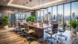 © Sirinporn - Modern conference room with diverse business equipment and sleek furniture awaits creative team's strategic discussion on innovative project development and company growth.