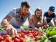 © Александр Марченко - Three young farmers harvesting organic strawberries on sunny day