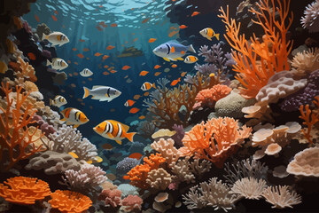 tropical coral seabed reef illustration